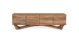 GINER Y COLOMER Mueble de TV de madera de acacia con 4 puertas